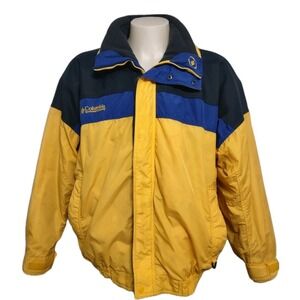 Columbia Jacket Large Men Vintage Gorp Core Yellow Blue Colorblock Windbreaker L